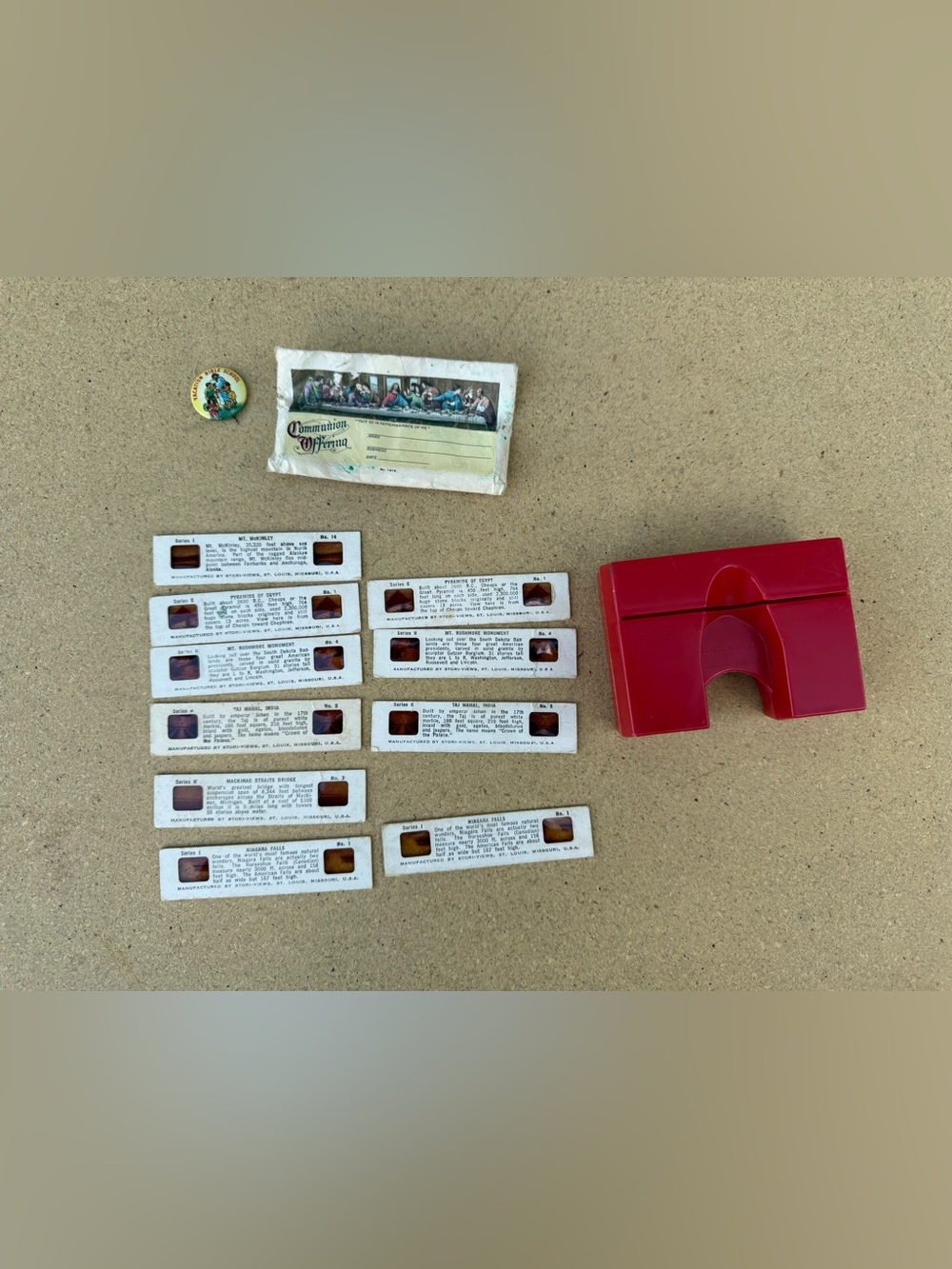 1950s Stori-Views 3D Stereo Viewer & 6 Travel Slide Cards Set - Rare Mid-Century